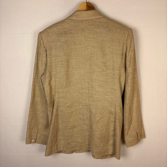 Talbots 100% Linen Beige Tan Classic Blazer - Picture 3 of 7